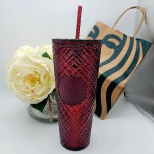 NWT Starbucks Chain Link Burgundy Red 24oz Venti Tumbler Holiday Edition Maroon